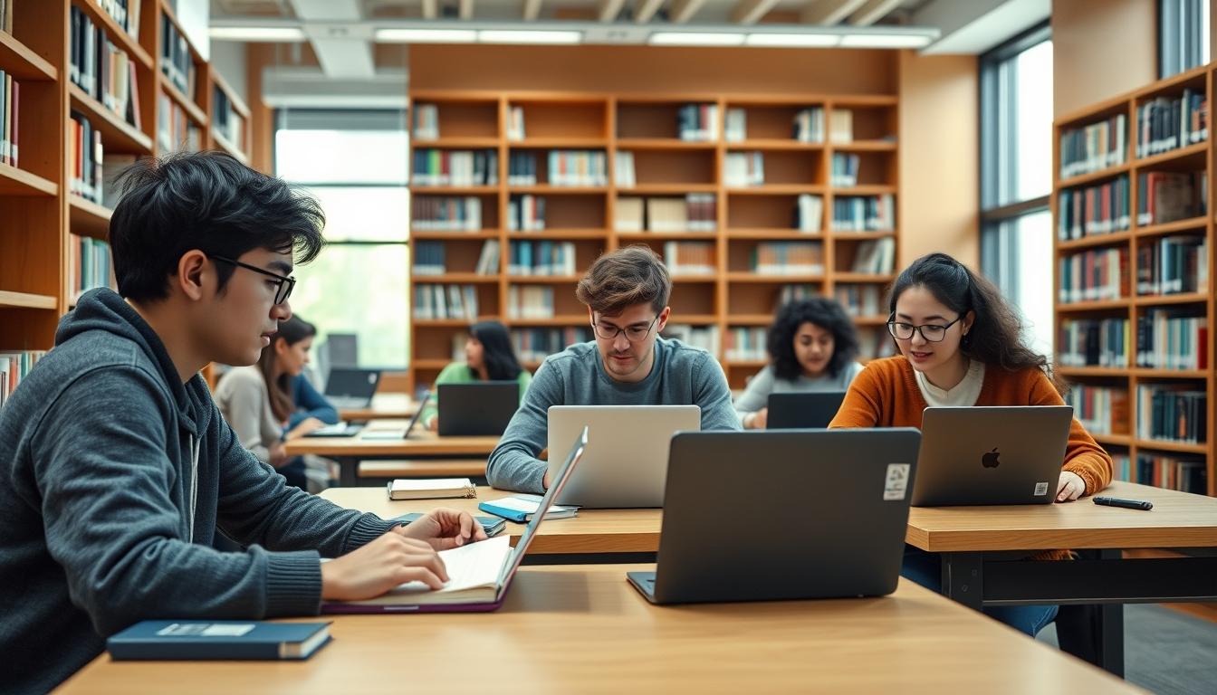 Students collaborating in study space